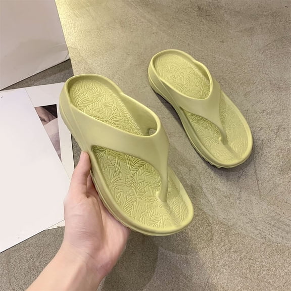 Anuirheih Flip Flops for Women, Lightweight Thicken Sole Pillow Slippers Cute Cushioned Slippers Soft Foam Non-Slip Shower Bathroom Slides Sandals(Green)