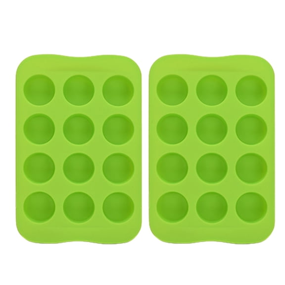 Anuirheih Ice Mold Trays Set of 2, Easy Release Flexible Silicone Ice Mold Molds Reusable Freezer Ice Trays Stackable for Whiskey, BPA Free(Green)