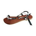 thumbnail image 1 of Anuirheih Lace up Sandals Tie up Dress Summer Snake Print Flat Sandals for Women, Casual Toe Ring Strappy Sandals Women for Work Walking(White）, 1 of 5