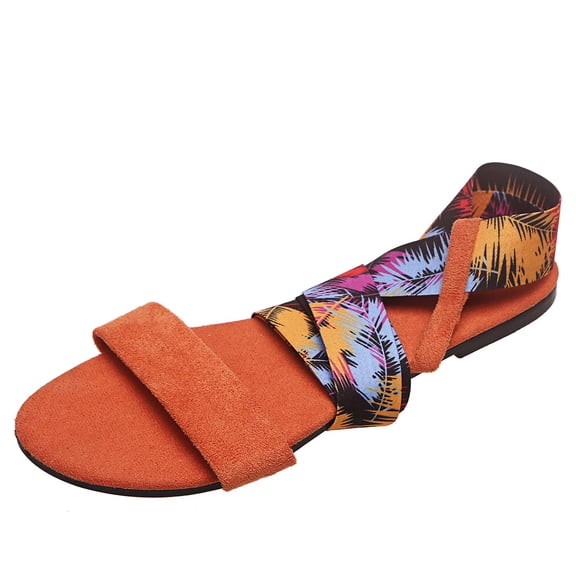 Anuirheih Ladies Strap Sandals Fashion Mixed Colors Summer Women's Leisure Shoes Sandals Women (Orange)