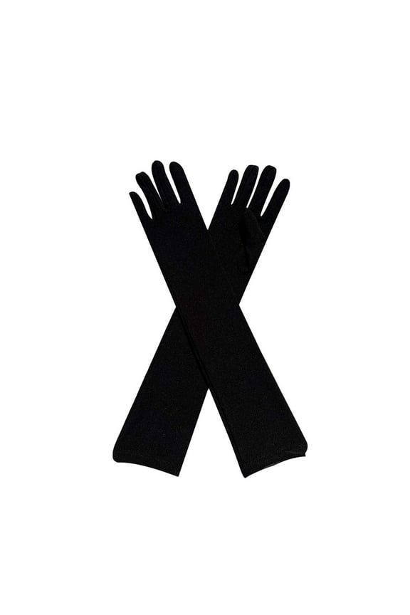 Anuirheih Long Elbow Satin Gloves, 18‘’ Women's Wedding Party Gloves Stretchy Opera Gloves for Evening Party and Dance(Black)