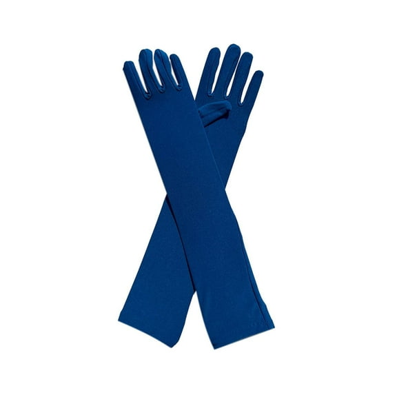 Anuirheih Long Elbow Satin Gloves, 18‘’ Women's Wedding Party Gloves Stretchy Opera Gloves for Evening Party and Dance(Dark Blue)