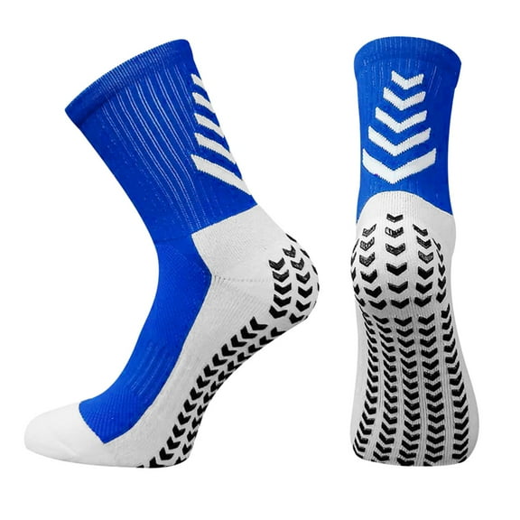 Anuirheih Men's Soccer Socks Anti Slip Grip Pads for Football Basketball Sports Shock Absorption Grip Socks,1 Pair(Blue)