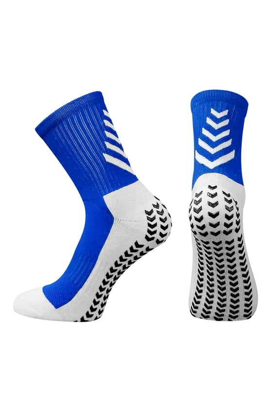 Anuirheih Men's Soccer Socks Anti Slip Grip Pads for Football Basketball Sports Shock Absorption Grip Socks,1 Pair(Blue)