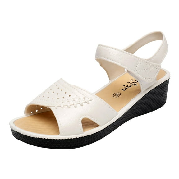 Anuirheih New Summer Flat Sole Women's Shoes Casual Beach Outwear Open Toe Sandals Sandals Women (White)
