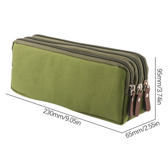 Anuirheih Pencil Bag with Zipper, Extended Multi-layer Stationery Bag Three-layer Pencil Case Small Fresh Candy Color Three-layer Pencil Box School Supplies(Green)