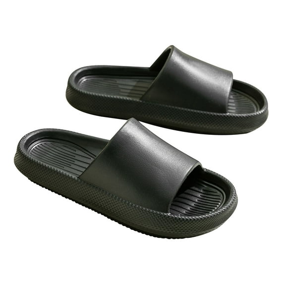 Anuirheih Pillow Slippers for Women and Men, Shower Sandals Comfy No-Slip Soft Thick Sole Bathroom Bath Slippers(Black)