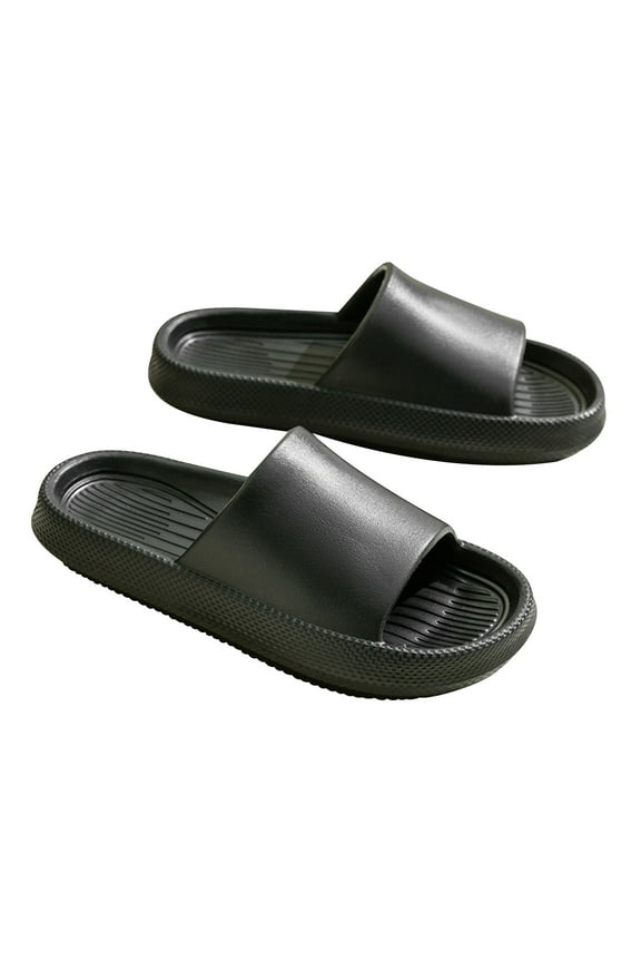 Anuirheih Pillow Slippers for Women and Men, Shower Sandals Comfy No-Slip Soft Thick Sole Bathroom Bath Slippers(Black)