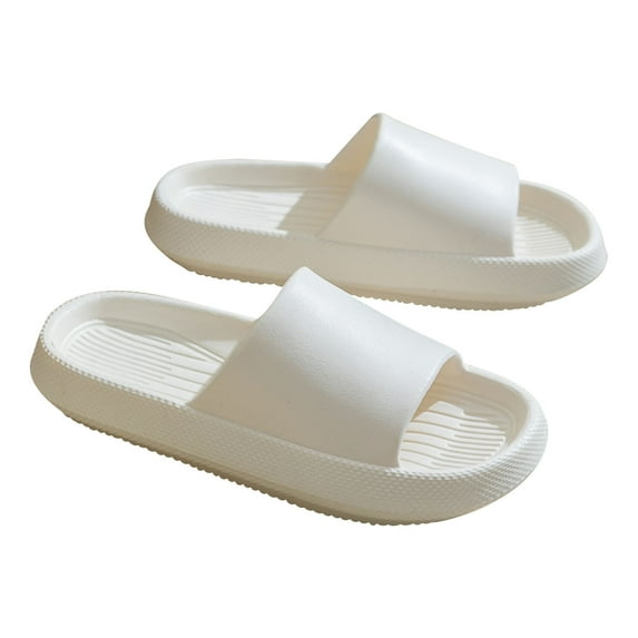 Anuirheih Pillow Slippers for Women and Men, Shower Sandals Comfy No-Slip Soft Thick Sole Bathroom Bath Slippers(White)
