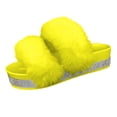 thumbnail image 1 of Anuirheih Plush Slippers Women, Open Toe Casual Thick Sandals Slip On Shoes Soft Home Sandals Indoor Outdoor(Yellow), 1 of 6
