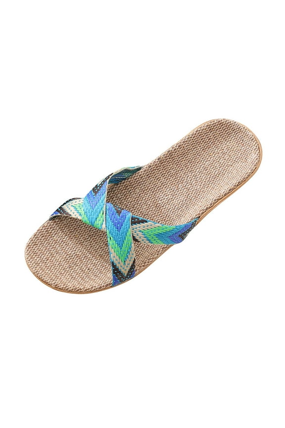 Anuirheih Slide Sandals for Women Summer Open Toe Casual Bowknot Comfy Slip On Cork Foot Bed Beach Slippers(Green)