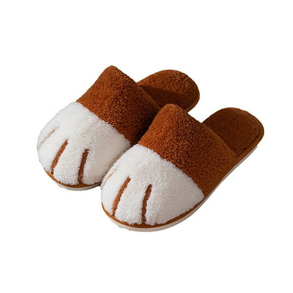Anuirheih Slippers for Women Indoor Outdoor Plush Warm House Slippers Soft Soled Bedroom Non-Slip Shoes Couple Winter(Orange)