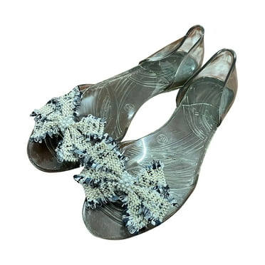 Anuirheih Summer Crystal Open Toe Flat Shoes Women's Lightweight Casual Outwear Sandals Sandals Women Clearance(Blue)