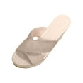 thumbnail image 1 of Anuirheih Summer Fashion High-heeled Muffin Bottom Rope Wedge Slippers Sandals Women (Beige), 1 of 9