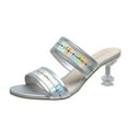 thumbnail image 1 of Anuirheih Summer Ladies Breathable Cloth Slippers Sandals Casual Flat Women's Shoes Sandals Women (Silver), 1 of 5