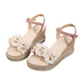 thumbnail image 1 of Anuirheih Summer Ladies Shoes Fish Mouth Medium Wedge Heel Metal Buckle Women's Sandals Sandals Women (Pink), 1 of 7