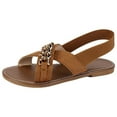 thumbnail image 1 of Anuirheih Summer Ladies Shoes Flat Heel Open Toe Sandals Casual Women's Sandals Sandals Women (Brown), 1 of 7