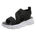 thumbnail image 1 of Anuirheih Summer Washable Orthopedic Slide Sport Sandals, Comfy Knit Thick Bottom Fish Mouth Casual Sandals Mesh Soft Sole Casual Women's Shoes(Black）, 1 of 9