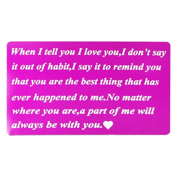 Anuirheih Wallet Card Insert for Husband Boyfriend, Metal Card for Him from Wife Girlfriend, Birthday Christmas Valentines Anniversary Day Hot-Pink)
