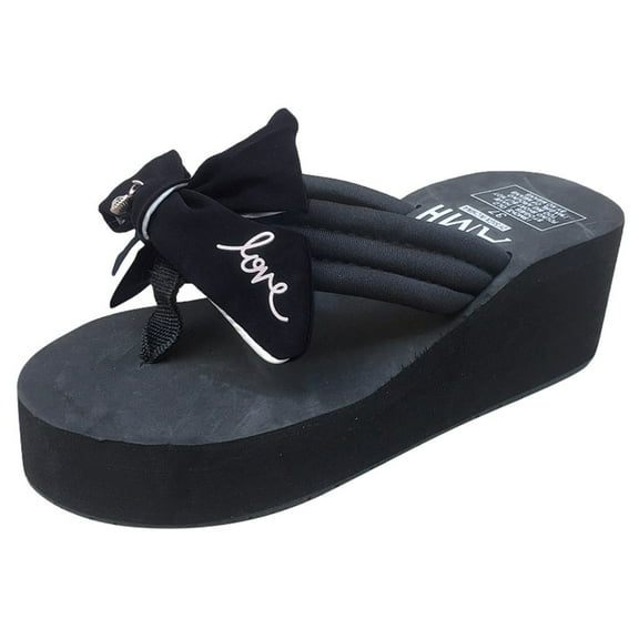 Anuirheih Wedge Sandals for Women, Open Toe Sandals Slide Wedges Beach Shoes(Black)