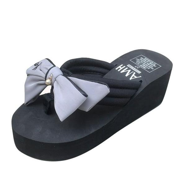 Anuirheih Wedge Sandals for Women, Open Toe Sandals Slide Wedges Beach Shoes(Gray)