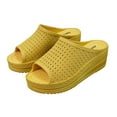 thumbnail image 1 of Anuirheih Wedge Sandals for Women, Open Toe Sandals Wedges Thick Bottom Slope Heel Beach Shoes(Yellow), 1 of 5
