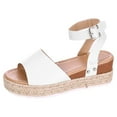 thumbnail image 1 of Anuirheih Wedge Sandals for Women, Shoes Womens Sandals Slip On Flatform with Cork Bottom Double Straps(White), 1 of 5