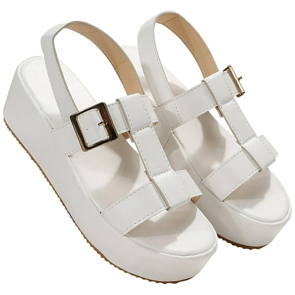 Anuirheih Women Ladies Fashion Flat Heel Sandals Comfortable Round Toe Causal Sandals Shoes Sandals Women (Beige)