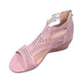 thumbnail image 1 of Anuirheih Women Open Toe Back Zipper Wedge Heel Sandal with Adjustable Ankle Strap(Pink）, 1 of 7