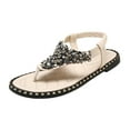 thumbnail image 1 of Anuirheih Women Sandals Flat Bohemian Jeweled Sandals Elastic Strap Dress Casual Summer Beach Sandals Flip Flops Sandals(White）, 1 of 7