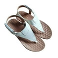 thumbnail image 1 of Anuirheih Women Sandals Slippers Summer Solid Buckle Flip Flops Anti-Slip Boho T-Strap Sandals Flat Women Shoes Beach Casual Sandals(White）, 1 of 7