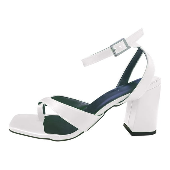 Anuirheih Women's Casual Vacation Outer Wear Flip Flop High Heel Toe Sandals Sandals Women (White)