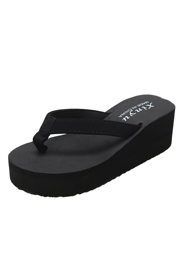 Anuirheih Women's Comfortable Arch Support Summer Flowers Bohemian Orthotic Flip Flops Wedge Beach Sandals(Black)