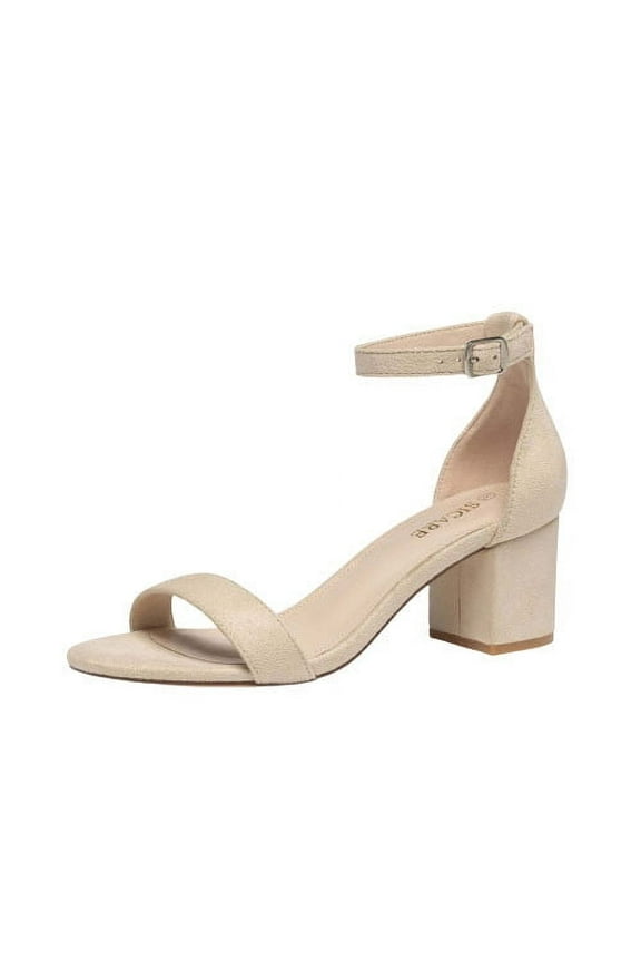 Anuirheih Women's Fashion High Heels Shoes Open Toe Solid Color Casual Comfortable High-heel Sandals Sandals Women (Beige)