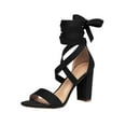 thumbnail image 1 of Anuirheih Women's Fashion Open Toe Sandals Solid Color Casual Comfortable High-heel Chunky Heel Lace-up Sandals Sandals Women (Black), 1 of 5