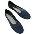 thumbnail image 1 of Anuirheih Women’s Flat Shoes Knit Dress Shoes Round Toe Slip On Walking Flats Shoes for Woman Low Wedge Comfort Soft(Navy), 1 of 9