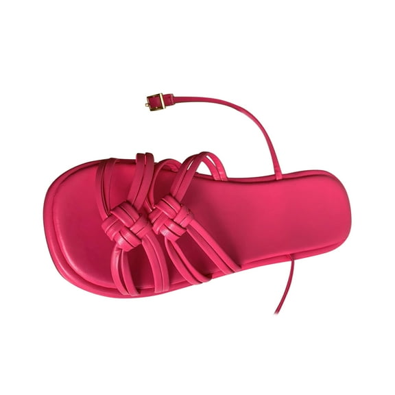 Anuirheih Women's Flatform Sandals, Thick Flat Ankle Strap Sandals, Beach Sandals for Women, Slip On Casual Womens Shoes for Teen Girls(Hot Pink)