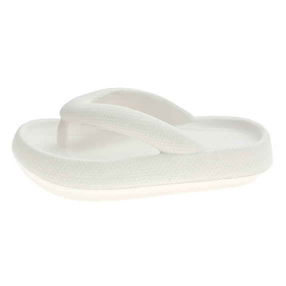 Anuirheih Women's Flip Flops Non-Slip Comfortable Slip on Dress Summer Sandals Beach Shoes Women( (White