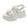 thumbnail image 1 of Anuirheih Women's Sandals, Adjustable Buckle Flat Sandals, Comfort Slides with Arch Support, Women Summer Essential Beach Home Casual Sandals(White), 1 of 5