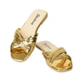 thumbnail image 1 of Anuirheih Women's Rhinestone Slippers Sandals Slide Glitter Bling Casual Sandal Flat Open Toe Slides Women(Gold), 1 of 4