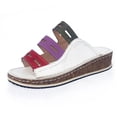 thumbnail image 1 of Anuirheih Women's Sandals Wedge Mixed Color Summer Hollow Out Slip On Flats Wedge Sandals for Women(White), 1 of 5