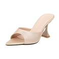 thumbnail image 1 of Anuirheih Women's Shoes Casual Peep Toe Pointed Fashion Non-slip Slippers Sandals Stilettos Sandals Women (Beige), 1 of 4