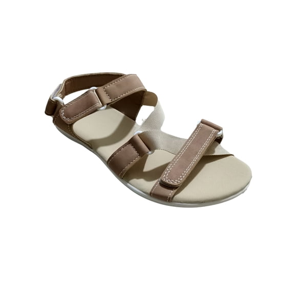 Anuirheih Women's Shoes Solid Color Soft Buckle Flat Heel Roman Shoes Fashion Sandals Sandals Women (Brown)