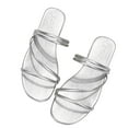 thumbnail image 1 of Anuirheih Women's Strappy Slide Sandals Rhinestone Open Toe Flat Sandals Slip On Casual Summer Beach Sandals(Silver), 1 of 7