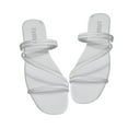 thumbnail image 1 of Anuirheih Women's Strappy Slide Sandals Rhinestone Open Toe Flat Sandals Slip On Casual Summer Beach Sandals(White), 1 of 8