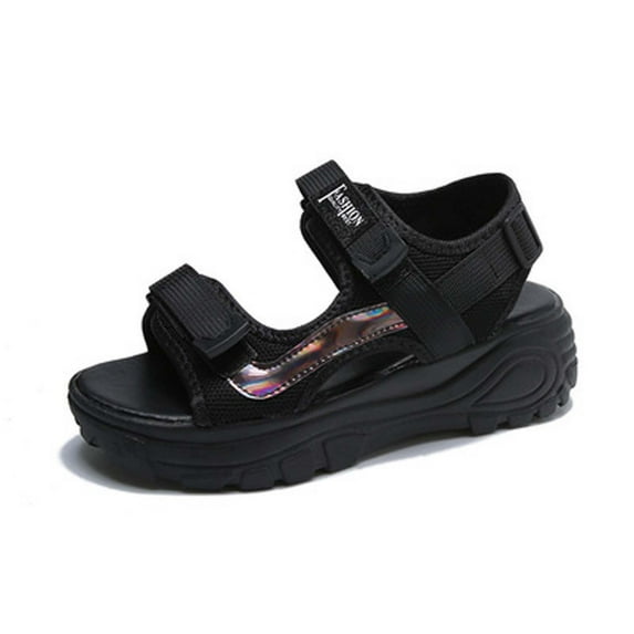 Anuirheih Women's Summer Fashion Heel Open Toe Shoes Sports Sandals Sandals Women (Black)