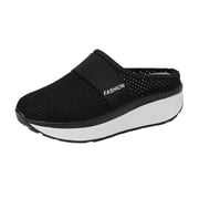 MOOCORVIC Anuirheih Women's Walking Shoes Breathable Wedge Sock Sneakers Slip On Lightweight Soft Sole Shoes Comfort Mesh Sneakers(Black)