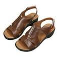 thumbnail image 1 of Anuirheih Women's Wedge Heels Sandals, Open Toe Buckle Ankle Strap Summer Thick Soled Shoes, Gifts for Women Wife Girlfriend Mom(Retro,Brown), 1 of 9