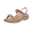thumbnail image 1 of Anuirheih Women's Wedge Sandals Ankle Strap Open Toe Summer Sandals Beach Boho Comfortable Outdoor Flats Shoes( Gray), 1 of 5