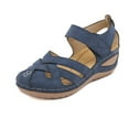 thumbnail image 1 of Anuirheih Women's Wedge Sandals Summer Closed Toe Sandal for Women Platform Dressy Wedges(Blue), 1 of 7